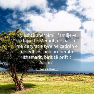 Picture 05 - Numrat 4:33 ALB - Ky është shërbimi i familjeve të bijve të - Bible Verse Picture