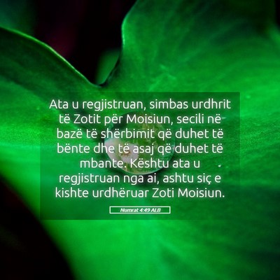 Picture 05 - Numrat 4:49 ALB - Ata u regjistruan, simbas urdhrit të Zotit për - Bible Verse Picture