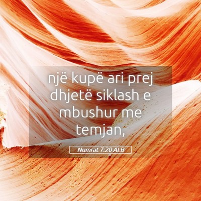 Picture 05 - Numrat 7:20 ALB - një kupë ari prej dhjetë siklash e mbushur me - Bible Verse Picture