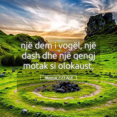 Picture 05 - Numrat 7:21 ALB - një dem i vogël, një dash dhe një qengj motak - Bible Verse Picture