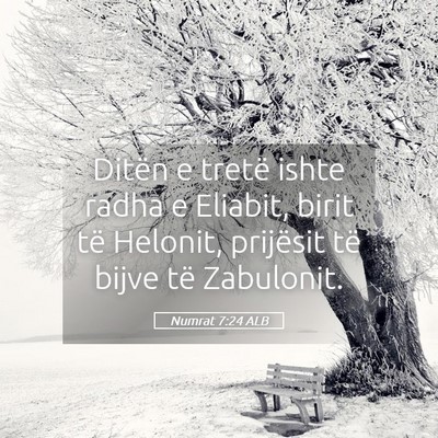 Picture 05 - Numrat 7:24 ALB - Ditën e tretë ishte radha e Eliabit, birit të - Bible Verse Picture