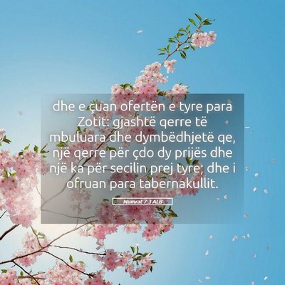 Picture 05 - Numrat 7:3 ALB - dhe e çuan ofertën e tyre para Zotit: gjashtë - Bible Verse Picture