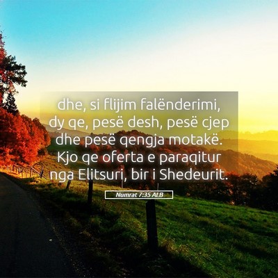Picture 05 - Numrat 7:35 ALB - dhe, si flijim falënderimi, dy qe, pesë desh, - Bible Verse Picture