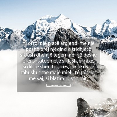 Picture 05 - Numrat 7:49 ALB - Ai ofroi një pjatë argjendi me një peshë prej - Bible Verse Picture