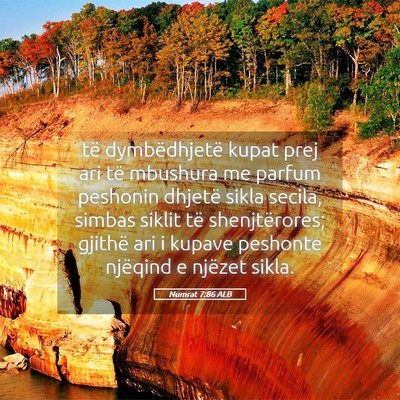 Picture 05 - Numrat 7:86 ALB - të dymbëdhjetë kupat prej ari të mbushura me - Bible Verse Picture