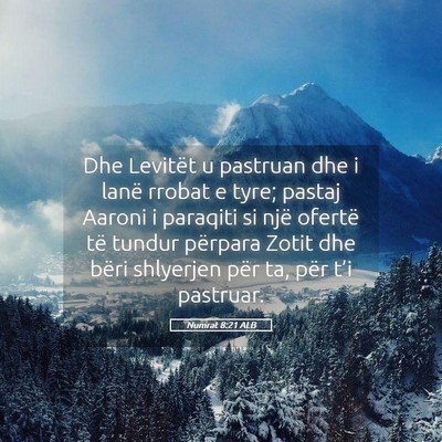 Picture 05 - Numrat 8:21 ALB - Dhe Levitët u pastruan dhe i lanë rrobat e - Bible Verse Picture