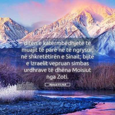 Picture 05 - Numrat 9:5 ALB - ditën e katërmbëdhjetë të muajit të parë - Bible Verse Picture