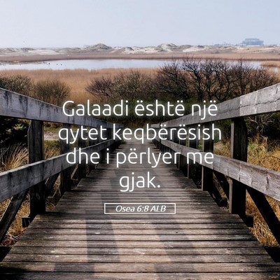 Picture 05 - Osea 6:8 ALB - Galaadi është një qytet keqbërësish dhe i - Bible Verse Picture