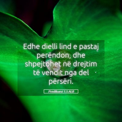 Picture 05 - Predikuesi 1:5 ALB - Edhe dielli lind e pastaj perëndon, dhe - Bible Verse Picture