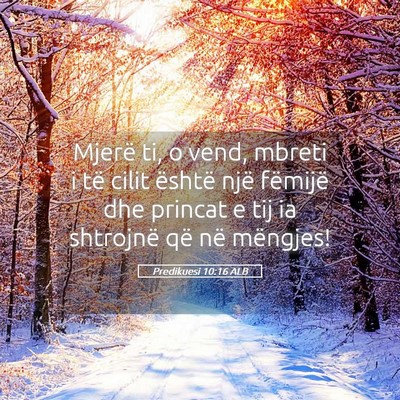 Picture 05 - Predikuesi 10:16 ALB - Mjerë ti, o vend, mbreti i të cilit është - Bible Verse Picture