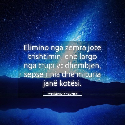 Picture 05 - Predikuesi 11:10 ALB - Elimino nga zemra jote trishtimin, dhe largo nga - Bible Verse Picture