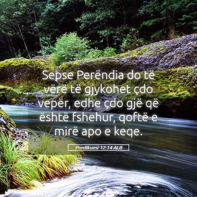 Picture 05 - Predikuesi 12:14 ALB - Sepse Perëndia do të vërë të gjykohet çdo - Bible Verse Picture
