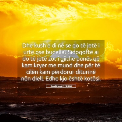 Picture 05 - Predikuesi 2:19 ALB - Dhe kush e di në se do të jetë i urtë ose - Bible Verse Picture