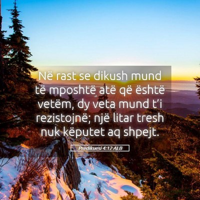 Picture 05 - Predikuesi 4:12 ALB - Në rast se dikush mund të mposhtë atë që - Bible Verse Picture