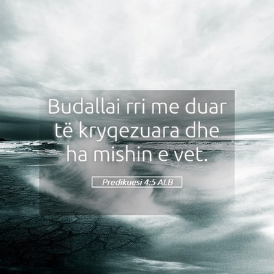 Picture 05 - Predikuesi 4:5 ALB - Budallai rri me duar të kryqezuara dhe ha mishin - Bible Verse Picture