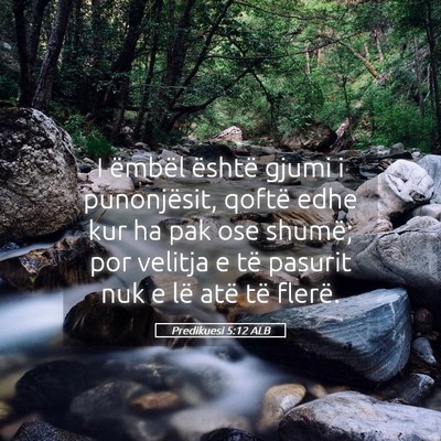 Picture 05 - Predikuesi 5:12 ALB - I ëmbël është gjumi i punonjësit, qoftë - Bible Verse Picture
