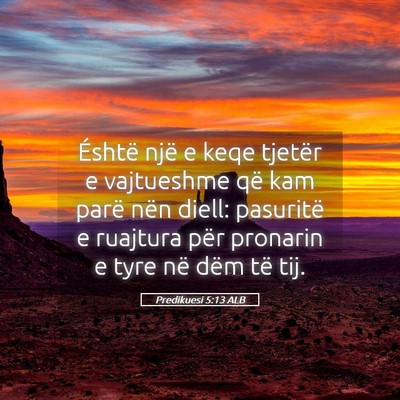 Picture 05 - Predikuesi 5:13 ALB - Éshtë një e keqe tjetër e vajtueshme që kam - Bible Verse Picture