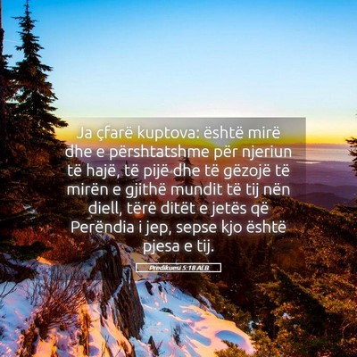 Picture 05 - Predikuesi 5:18 ALB - Ja çfarë kuptova: është mirë dhe e - Bible Verse Picture