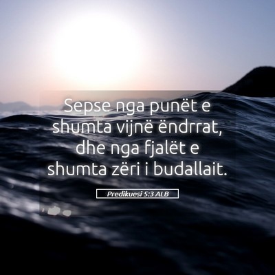 Picture 05 - Predikuesi 5:3 ALB - Sepse nga punët e shumta vijnë ëndrrat, dhe - Bible Verse Picture