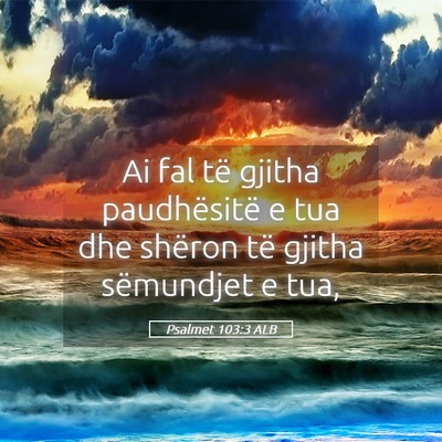 Picture 05 - Psalmet 103:3 ALB - Ai fal të gjitha paudhësitë e tua dhe shëron - Bible Verse Picture