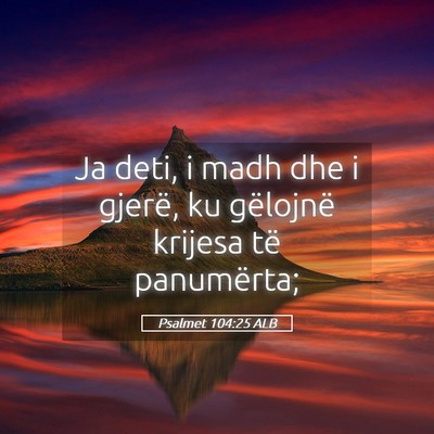 Picture 05 - Psalmet 104:25 ALB - Ja deti, i madh dhe i gjerë, ku gëlojnë - Bible Verse Picture