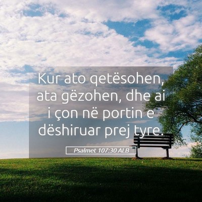 Picture 05 - Psalmet 107:30 ALB - Kur ato qetësohen, ata gëzohen, dhe ai i çon - Bible Verse Picture