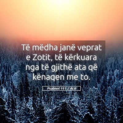 Picture 05 - Psalmet 111:2 ALB - Të mëdha janë veprat e Zotit, të kërkuara - Bible Verse Picture
