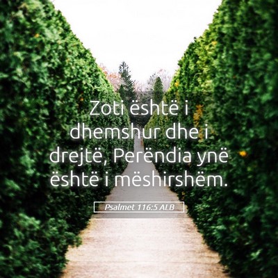 Picture 05 - Psalmet 116:5 ALB - Zoti është i dhemshur dhe i drejtë, Perëndia - Bible Verse Picture