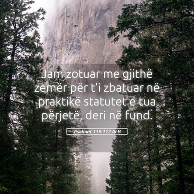 Picture 05 - Psalmet 119:112 ALB - Jam zotuar me gjithë zemër për t’i zbatuar - Bible Verse Picture