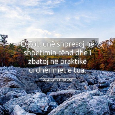 Picture 05 - Psalmet 119:166 ALB - O Zot, unë shpresoj në shpëtimin tënd dhe i - Bible Verse Picture