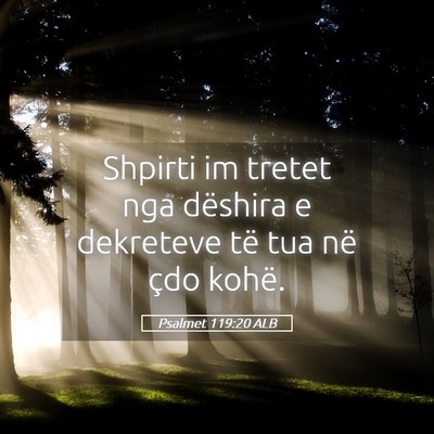 Picture 05 - Psalmet 119:20 ALB - Shpirti im tretet nga dëshira e dekreteve të - Bible Verse Picture