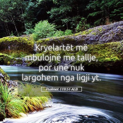 Picture 05 - Psalmet 119:51 ALB - Kryelartët më mbulojnë me tallje, por unë nuk - Bible Verse Picture