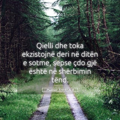 Picture 05 - Psalmet 119:91 ALB - Qielli dhe toka ekzistojnë deri në ditën e - Bible Verse Picture