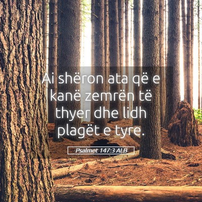 Picture 05 - Psalmet 147:3 ALB - Ai shëron ata që e kanë zemrën të thyer dhe - Bible Verse Picture
