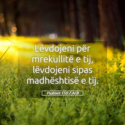Picture 05 - Psalmet 150:2 ALB - Lëvdojeni për mrekullitë e tij, lëvdojeni - Bible Verse Picture