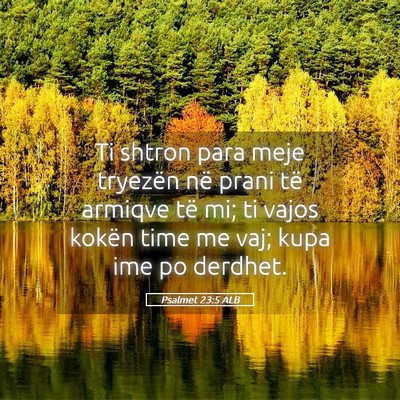 Picture 05 - Psalmet 23:5 ALB - Ti shtron para meje tryezën në prani të - Bible Verse Picture