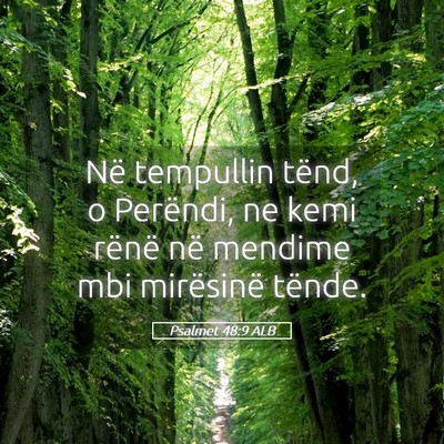 Picture 05 - Psalmet 48:9 ALB - Në tempullin tënd, o Perëndi, ne kemi rënë - Bible Verse Picture