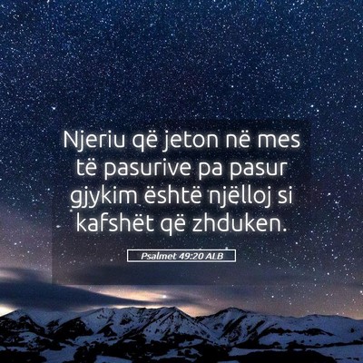 Picture 05 - Psalmet 49:20 ALB - Njeriu që jeton në mes të pasurive pa pasur - Bible Verse Picture