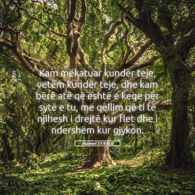 Picture 05 - Psalmet 51:4 ALB - Kam mëkatuar kundër teje, vetëm kundër teje, - Bible Verse Picture