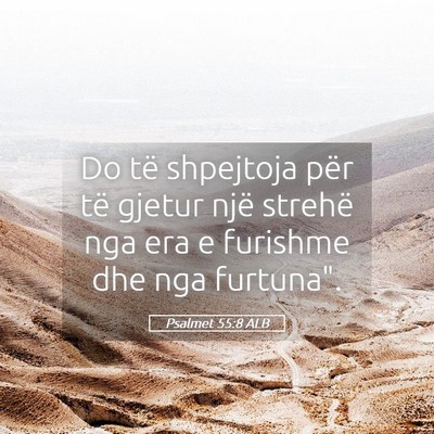 Picture 05 - Psalmet 55:8 ALB - Do të shpejtoja për të gjetur një strehë nga - Bible Verse Picture