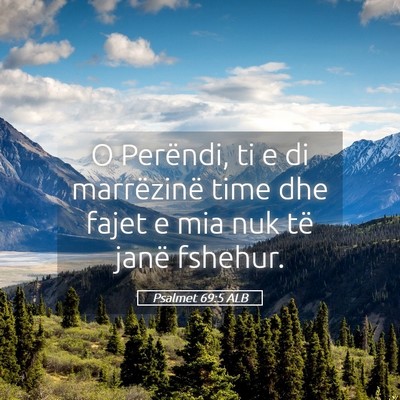 Picture 05 - Psalmet 69:5 ALB - O Perëndi, ti e di marrëzinë time dhe fajet e - Bible Verse Picture
