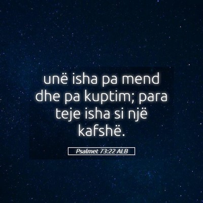 Picture 05 - Psalmet 73:22 ALB - unë isha pa mend dhe pa kuptim; para teje isha - Bible Verse Picture