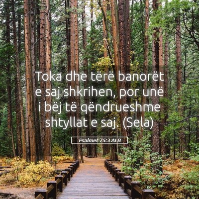 Picture 05 - Psalmet 75:3 ALB - Toka dhe tërë banorët e saj shkrihen, por unë - Bible Verse Picture