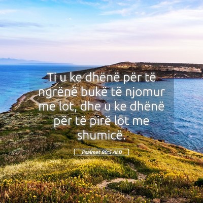 Picture 05 - Psalmet 80:5 ALB - Ti u ke dhënë për të ngrënë bukë të - Bible Verse Picture
