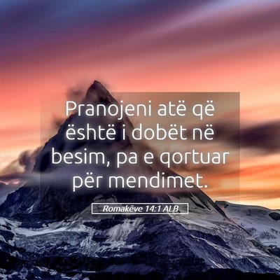 Picture 05 - Romakëve 14:1 ALB - Pranojeni atë që është i dobët në besim, pa - Bible Verse Picture
