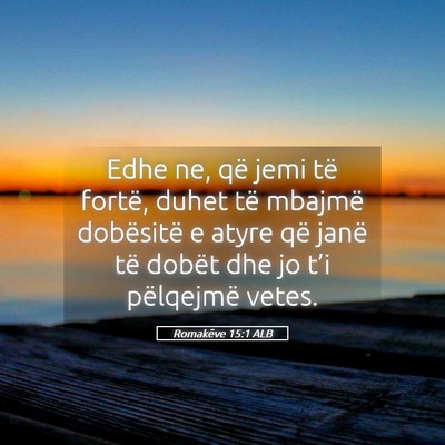 Picture 05 - Romakëve 15:1 ALB - Edhe ne, që jemi të fortë, duhet të mbajmë - Bible Verse Picture