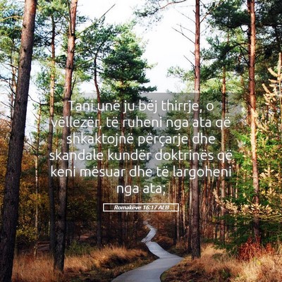 Picture 05 - Romakëve 16:17 ALB - Tani unë ju bëj thirrje, o vëllezër, të - Bible Verse Picture