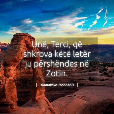 Picture 05 - Romakëve 16:22 ALB - Unë, Terci, që shkrova këtë letër ju - Bible Verse Picture