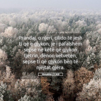Picture 05 - Romakëve 2:1 ALB - Prandaj, o njeri, cilido të jesh ti që e - Bible Verse Picture
