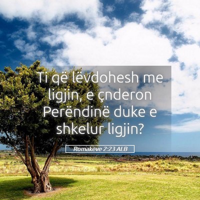 Picture 05 - Romakëve 2:23 ALB - Ti që lëvdohesh me ligjin, e çnderon - Bible Verse Picture